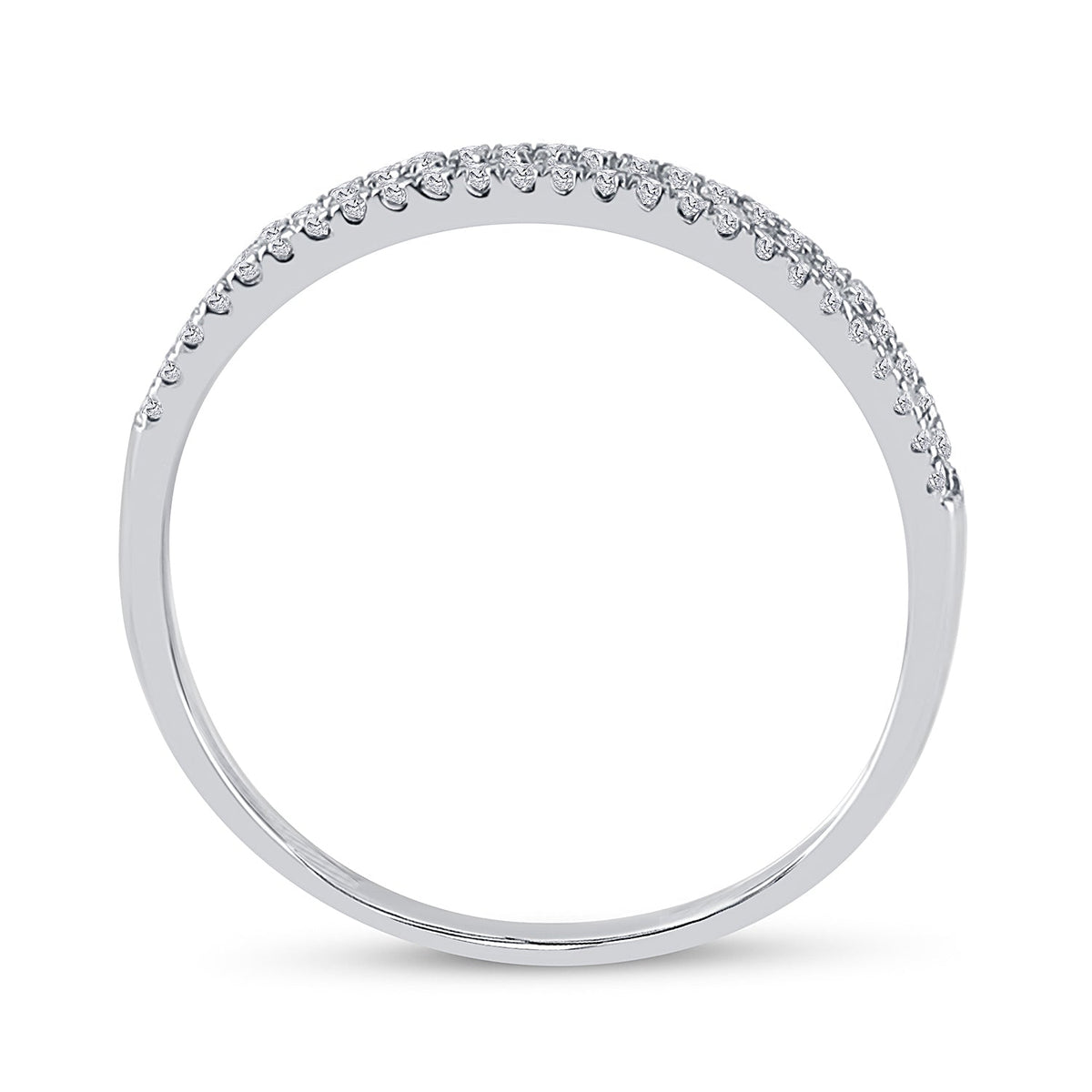 10K White Gold Round Diamond Women's Slender Double Row Band 1/6 Cttw - Splendid Jewellery