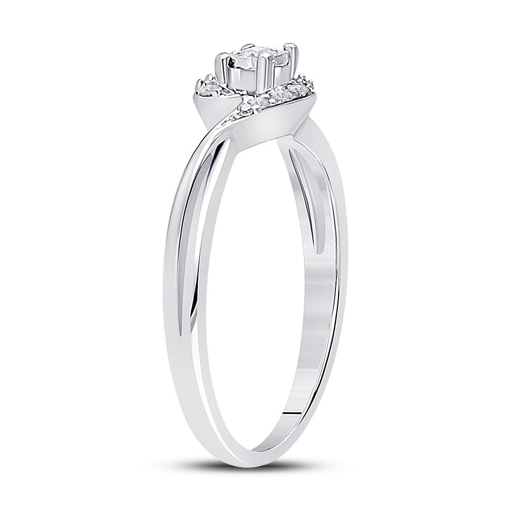 10K White Gold Round Diamond Women's Solitaire Promise Bridal Ring 1/10 Cttw - Splendid Jewellery