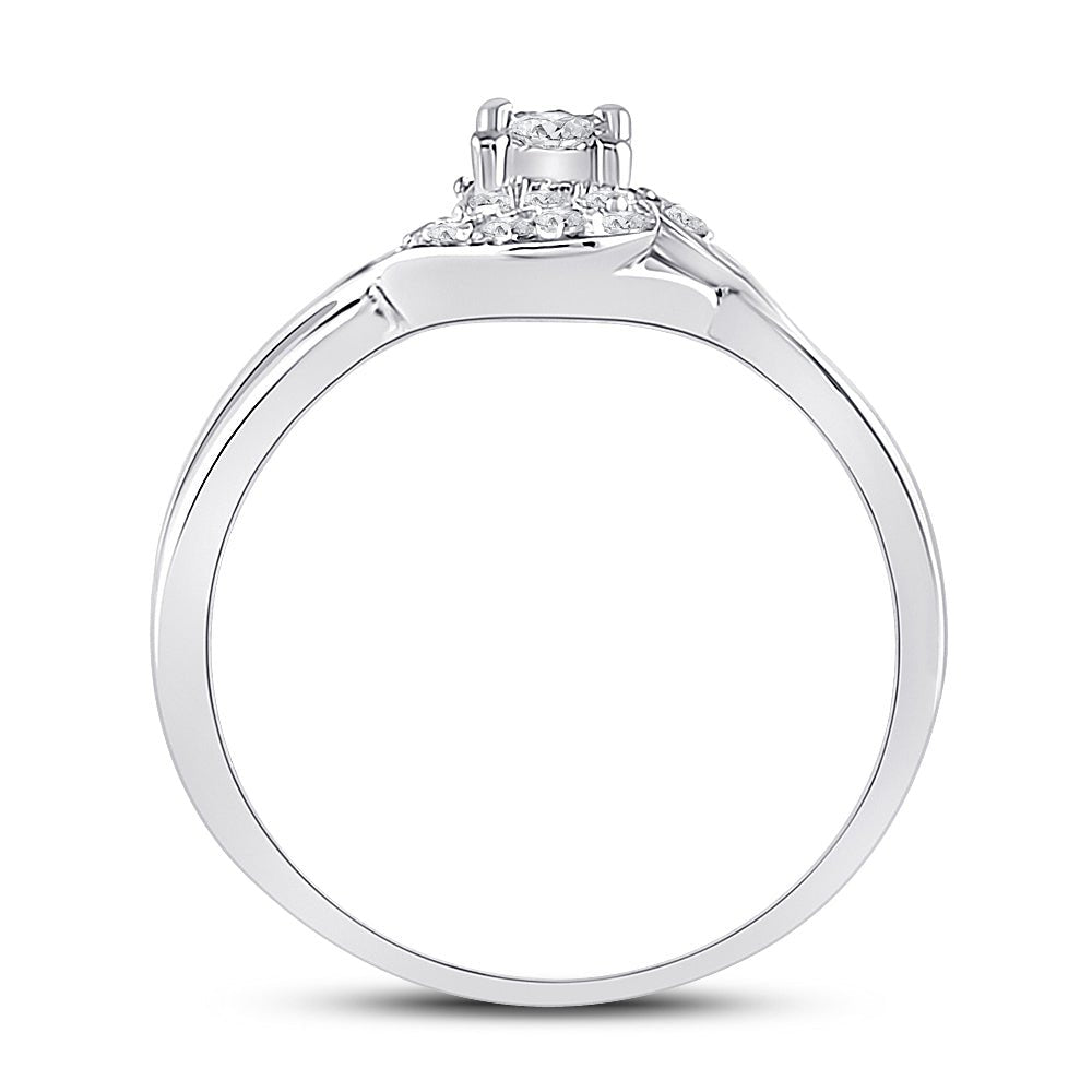 10K White Gold Round Diamond Women's Solitaire Promise Bridal Ring 1/10 Cttw - Splendid Jewellery