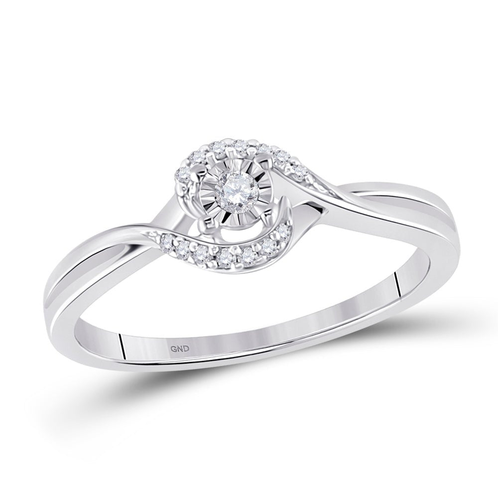 10K White Gold Round Diamond Women's Solitaire Promise Bridal Ring 1/10 Cttw - Splendid Jewellery