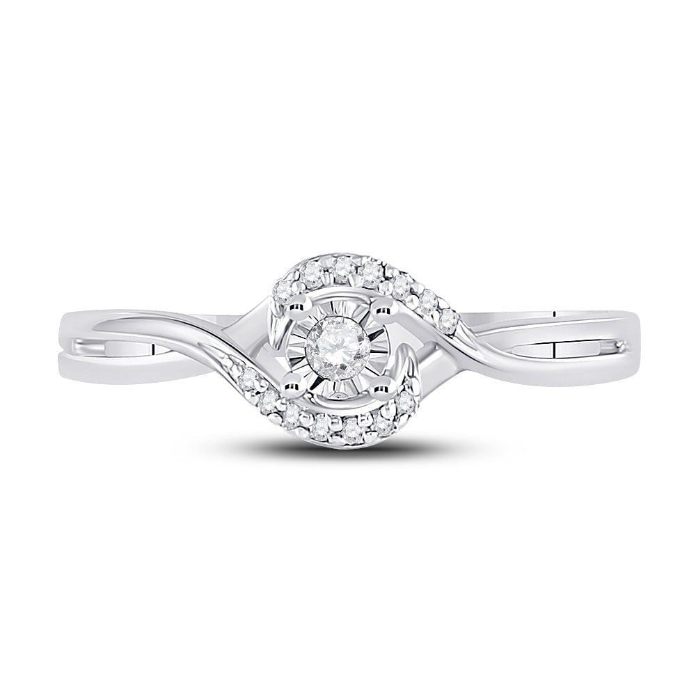 10K White Gold Round Diamond Women's Solitaire Promise Bridal Ring 1/10 Cttw - Splendid Jewellery