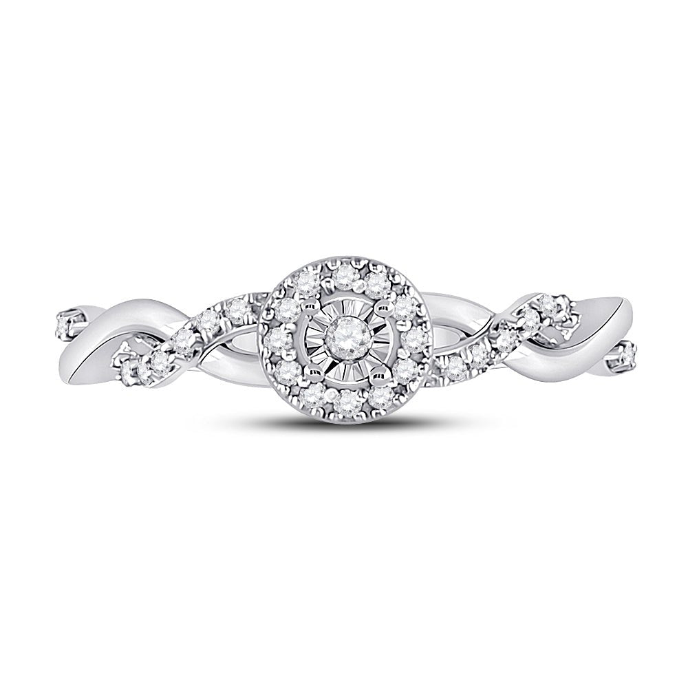 10K White Gold Round Diamond Women's Solitaire Twist Woven Promise Bridal Ring 1/6 Cttw - Splendid Jewellery