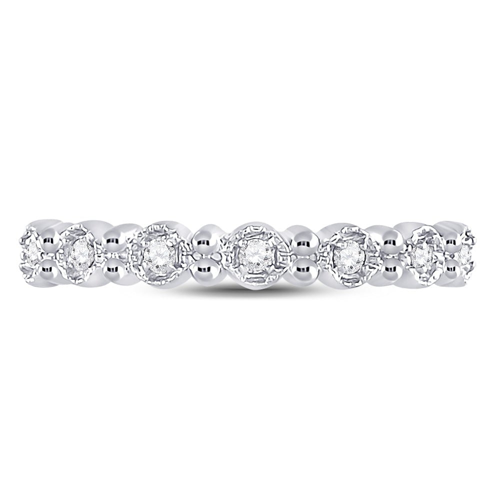 10K White Gold Round Diamond Women's Stackable Band Ring 1/10 Cttw - Splendid Jewellery