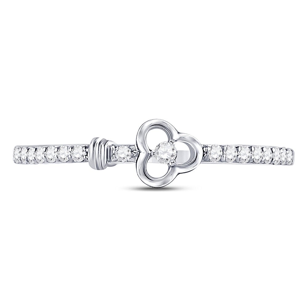 10K White Gold Round Diamond Women's Stackable Key Ring 1/6 Cttw - Splendid Jewellery