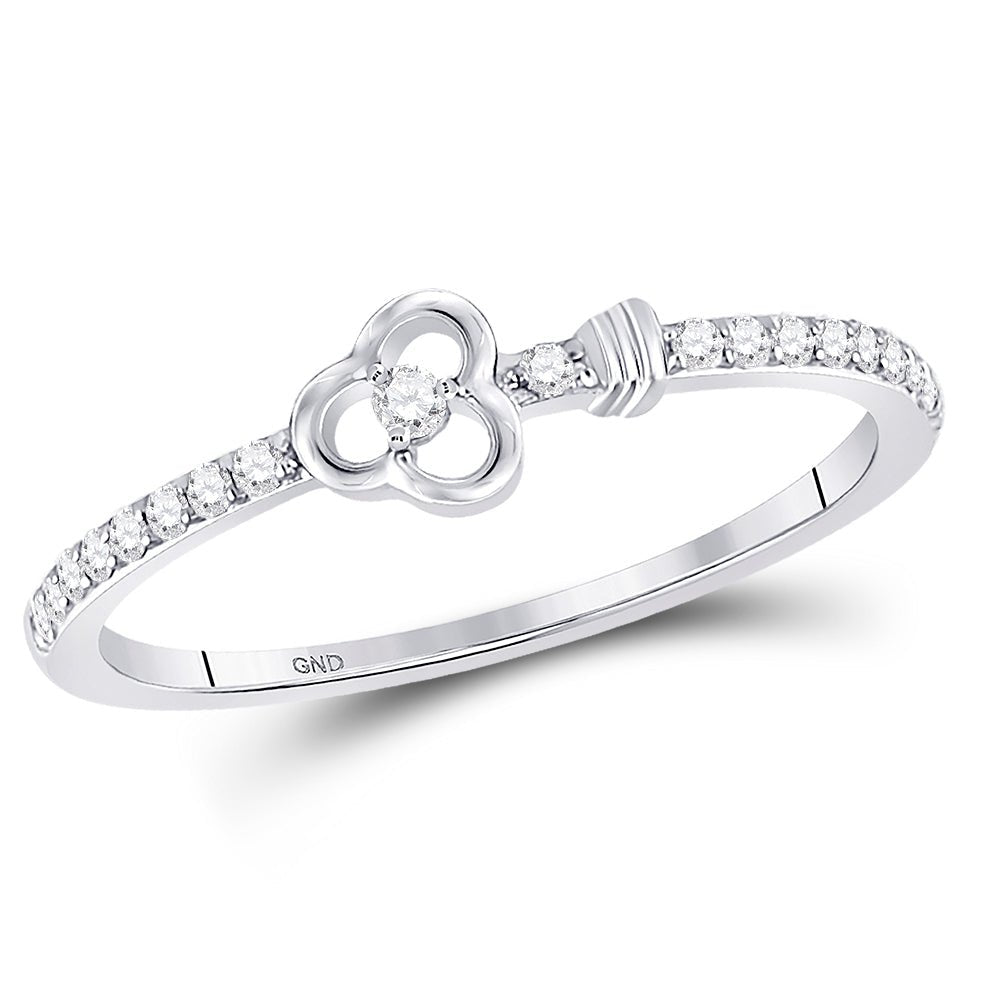 10K White Gold Round Diamond Women's Stackable Key Ring 1/6 Cttw - Splendid Jewellery