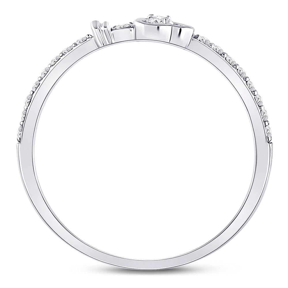 10K White Gold Round Diamond Women's Stackable Key Ring 1/6 Cttw - Splendid Jewellery
