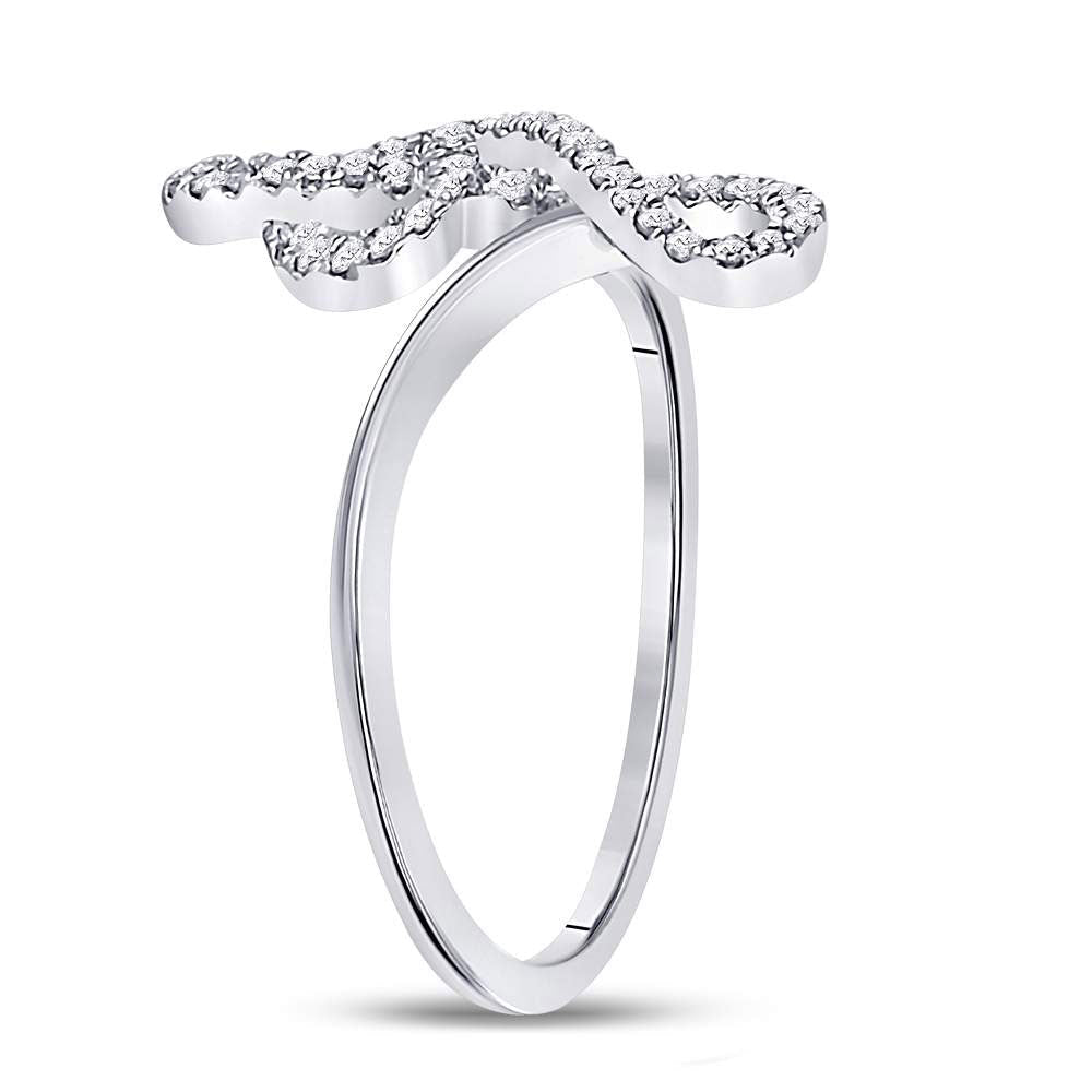 10K White Gold Round Diamond Women's Treble Clef Music Note Designer Ring 1/6 Cttw - Splendid Jewellery