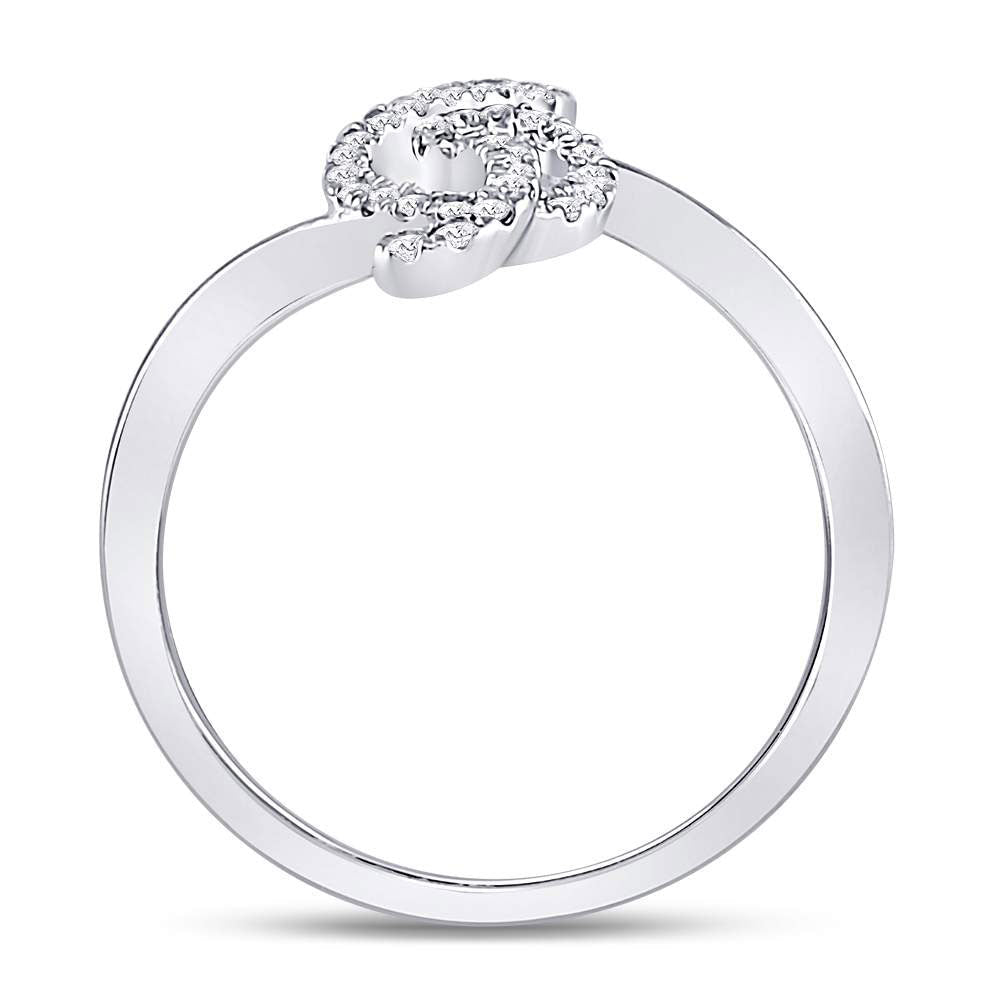 10K White Gold Round Diamond Women's Treble Clef Music Note Designer Ring 1/6 Cttw - Splendid Jewellery
