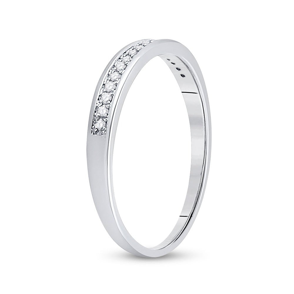 10K White Gold Round Diamond Women's Wedding Band Ring 1/10 Cttw - Splendid Jewellery