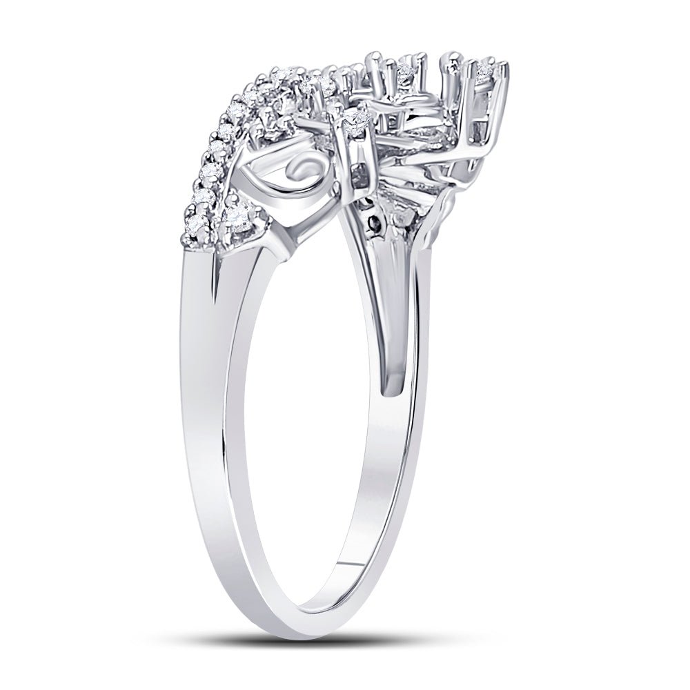10K White Gold Round Diamond Women's Women's Crown Tiara Cocktail Band 1/5 Cttw - Splendid Jewellery