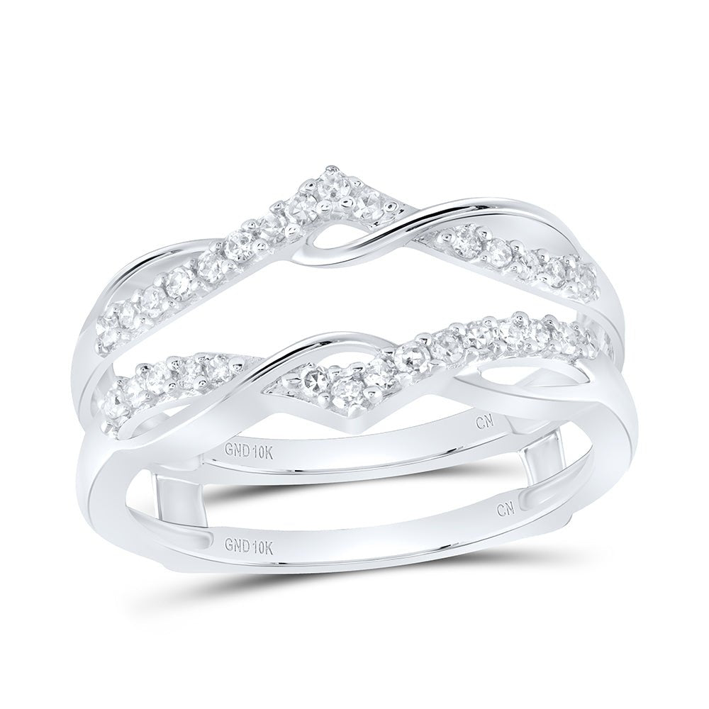 10K White Gold Round Diamond Women's Wrap Ring Guard Enhancer Wedding Band 1/4 Cttw - Splendid Jewellery