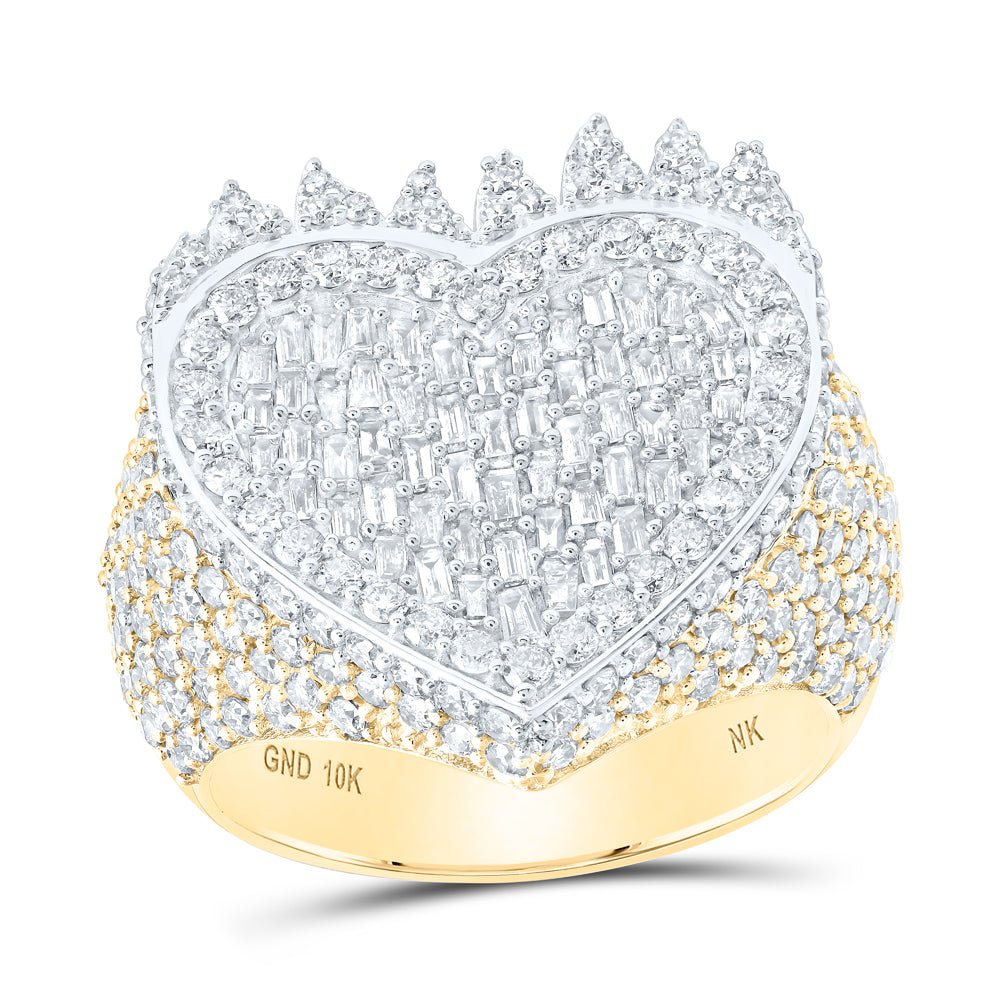 10K Yellow Gold Baguette Diamond Fashion Heart Ring 3 Cttw - Splendid Jewellery