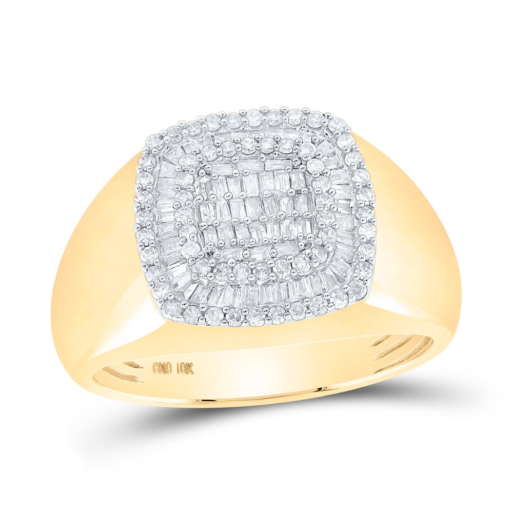 10K Yellow Gold Baguette Diamond Mens Ring 3/4 Cttw - Splendid Jewellery