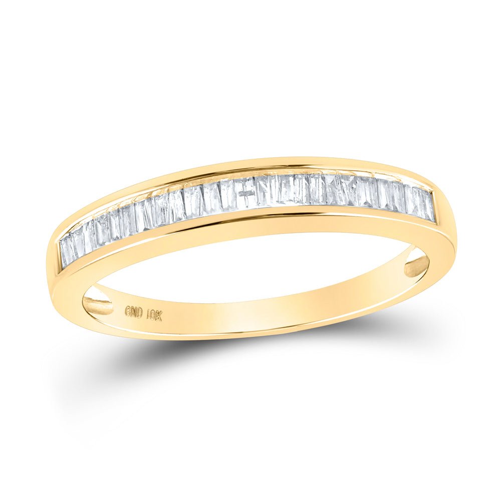 10K Yellow Gold Baguette Diamond Wedding Band Ring 1/4 Cttw - Splendid Jewellery