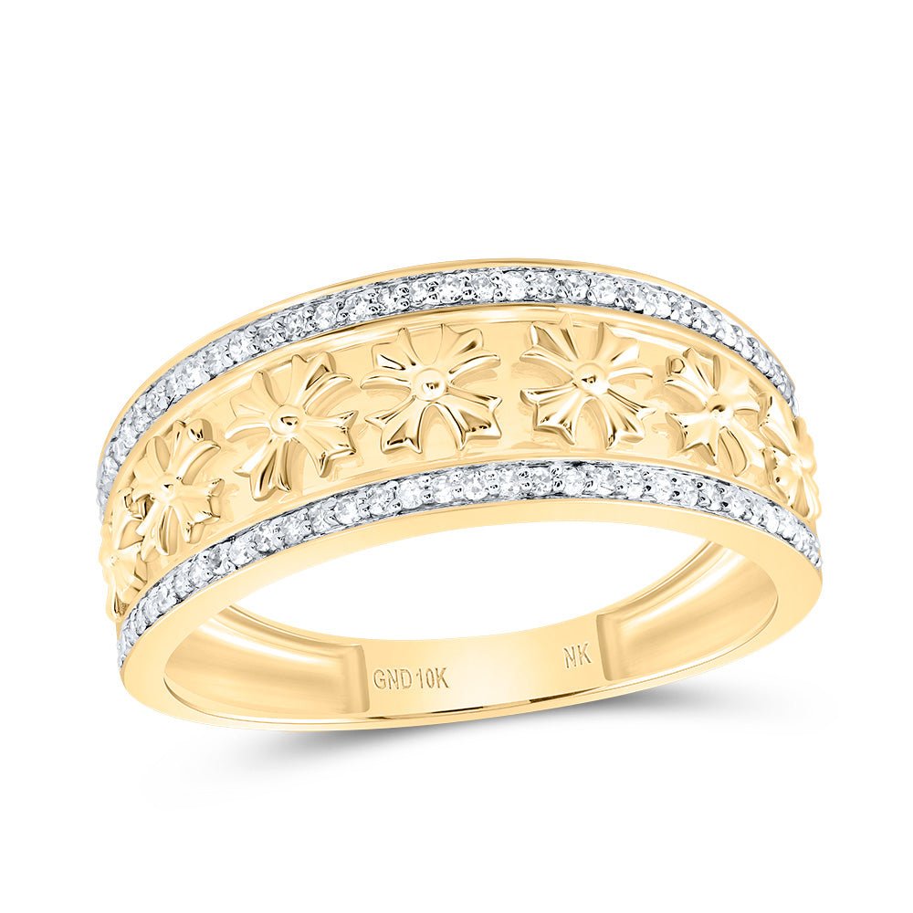 10K Yellow Gold Diamond Crome Cross Men's Ring 1/4 Cttw - Splendid Jewellery