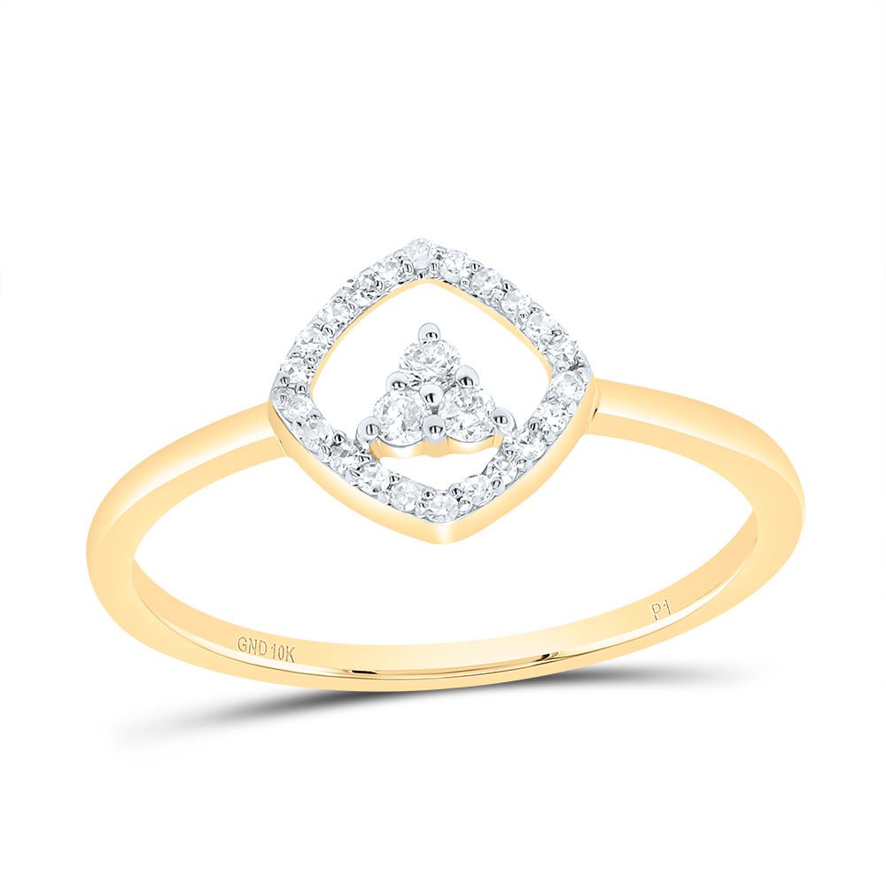 10K Yellow Gold Diamond Cushion Ring 1/8 Cttw - Splendid Jewellery
