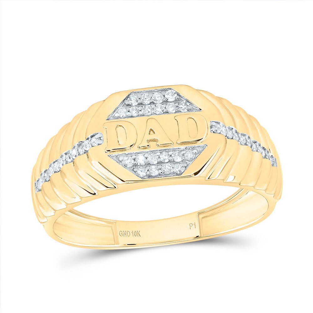 10K Yellow Gold Diamond Dad Men Ring 1/5 Cttw - Splendid Jewellery