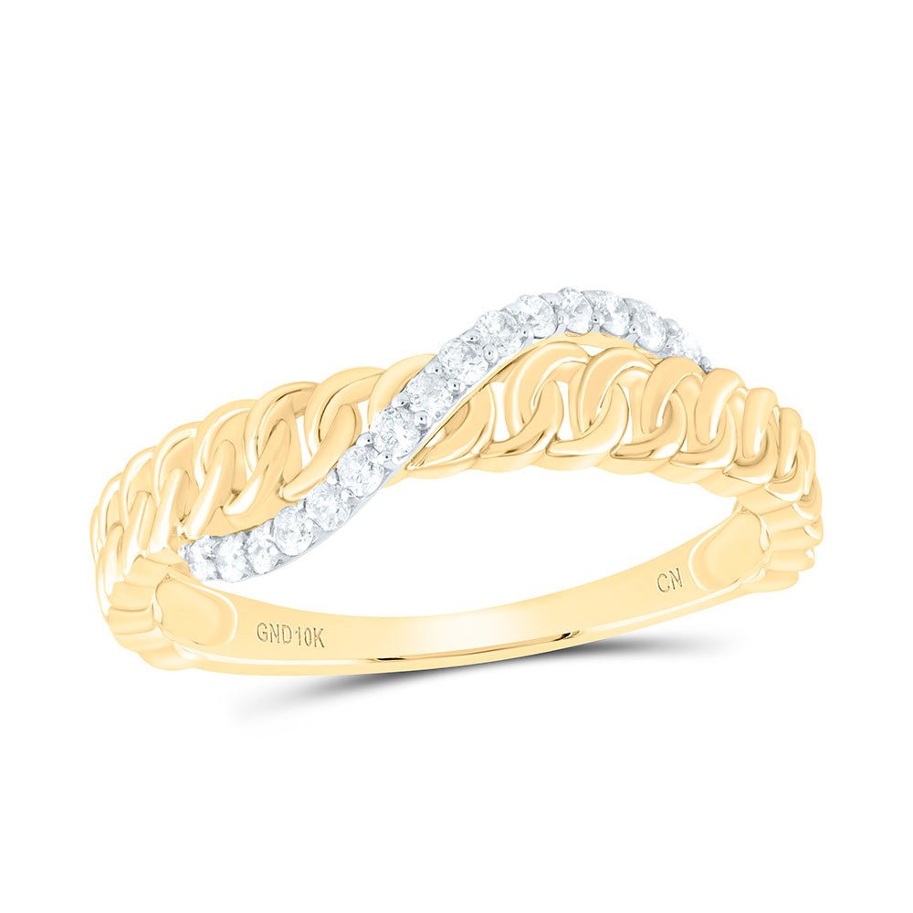 10K Yellow Gold Diamond Fashion Cuban Women's Ring 1/6 Cttw - Splendid Jewellery