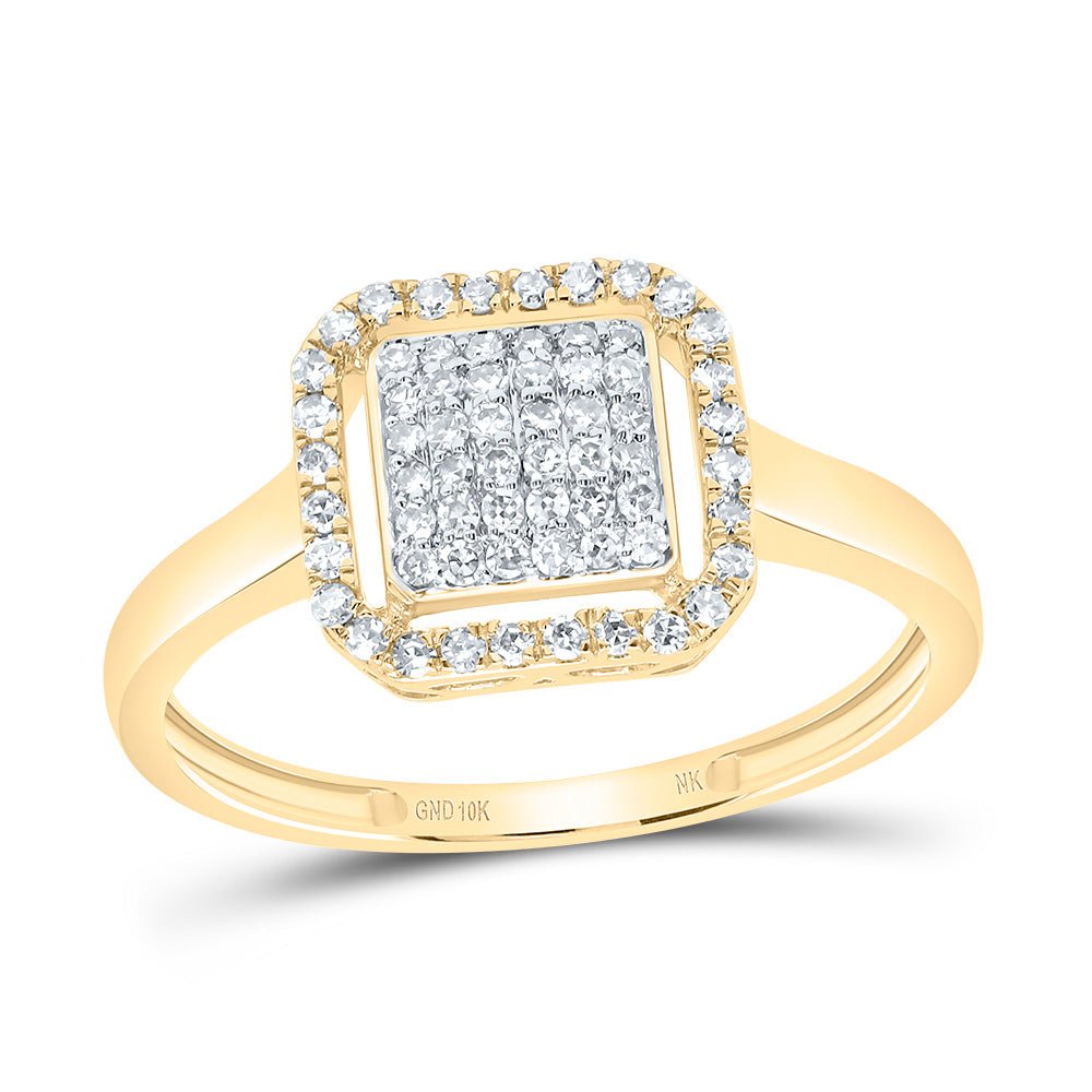 10K Yellow Gold Diamond Fashion Cushion Ring 1/4 Cttw - Splendid Jewellery