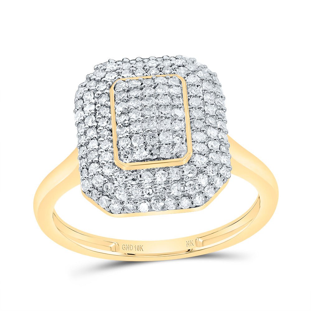 10K Yellow Gold Diamond Fashion Emerald Ring 5/8 Cttw - Splendid Jewellery