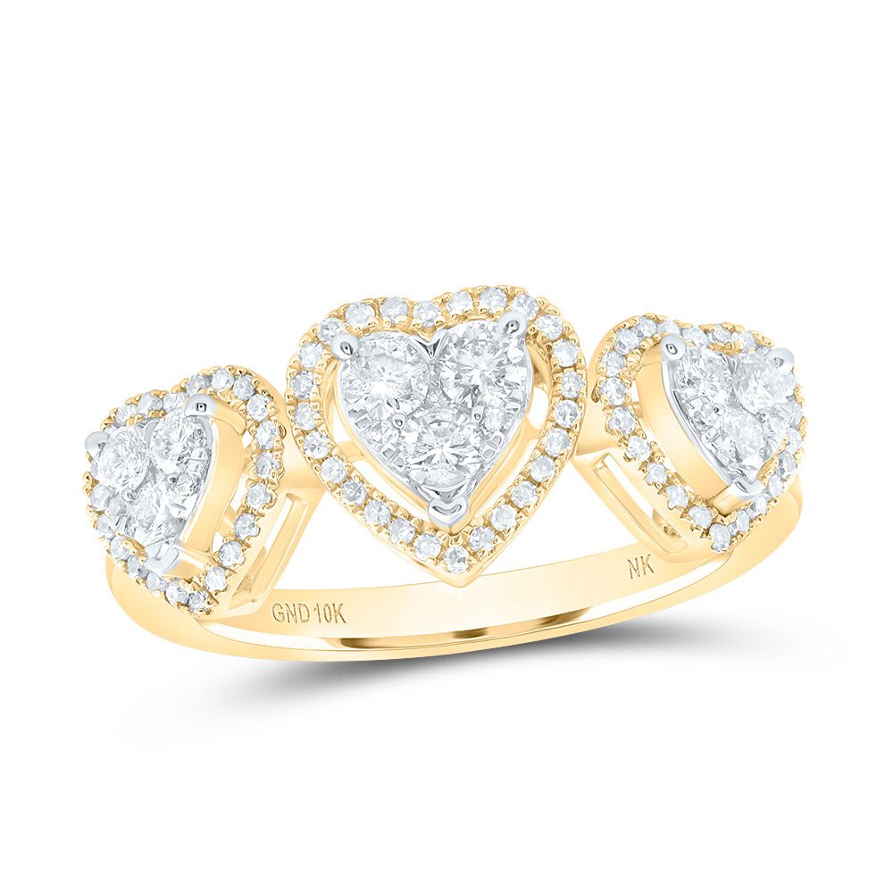 10K Yellow Gold Diamond Fashion Heart Ring 1/2 Cttw - Splendid Jewellery