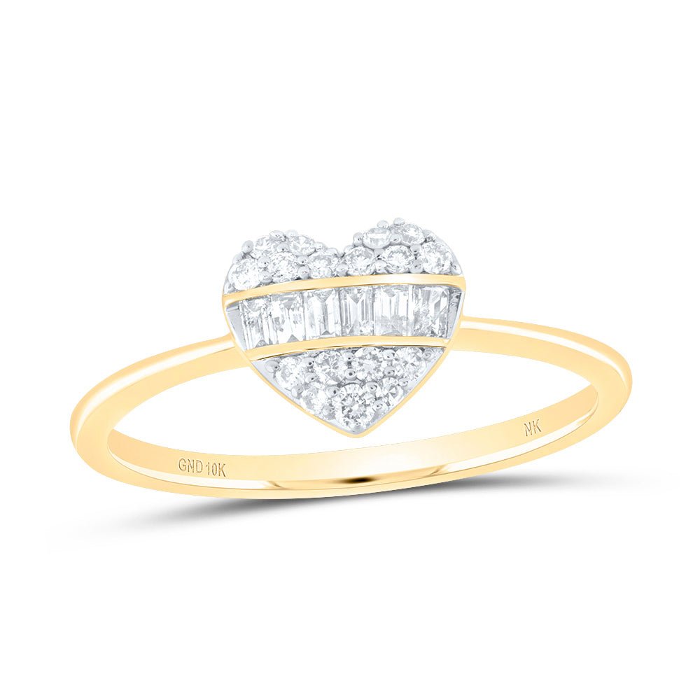 10K Yellow Gold Diamond Fashion Heart Ring 1/4 Cttw - Splendid Jewellery