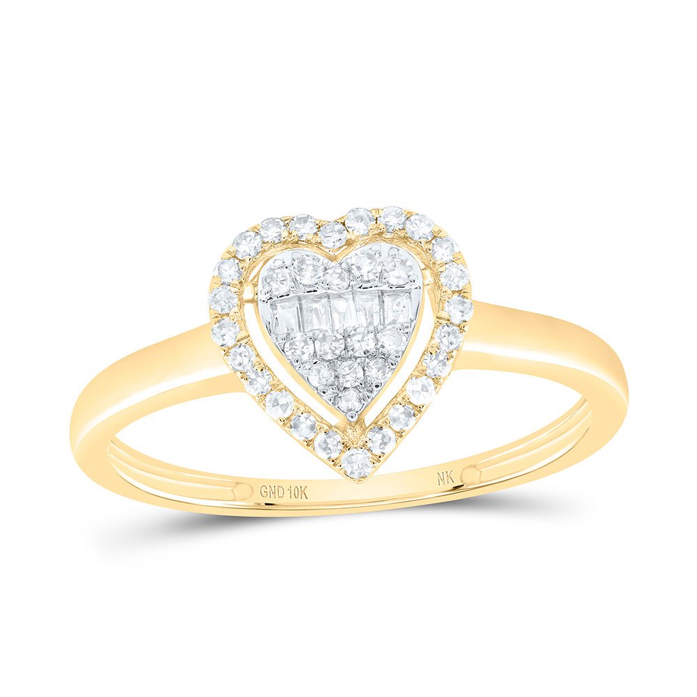 10K Yellow Gold Diamond Fashion Heart Ring 1/5 Cttw - Splendid Jewellery