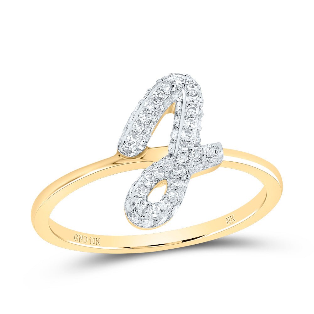 10K Yellow Gold Diamond Fashion Initial "J" Ring 1/4 Cttw - Splendid Jewellery