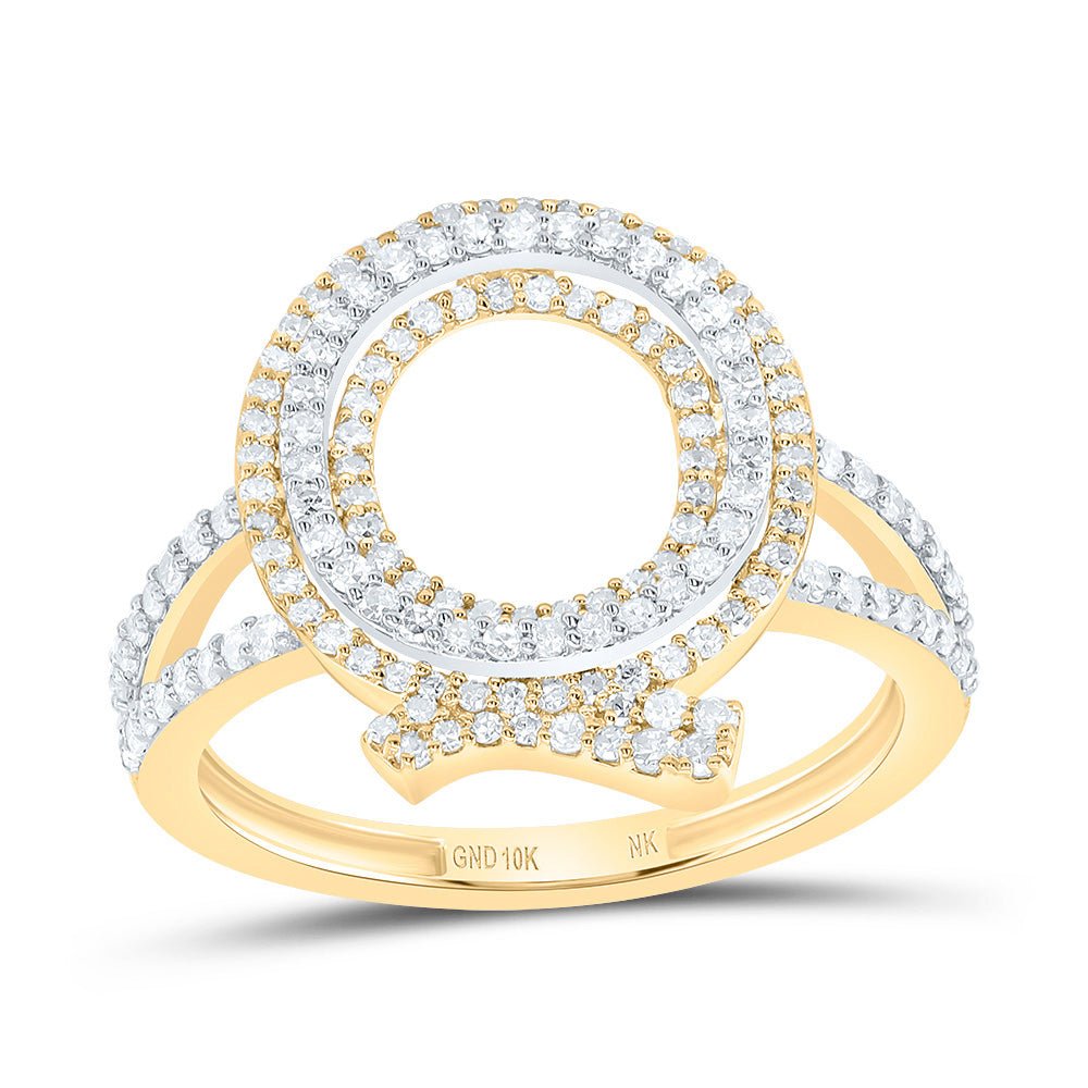 10K Yellow Gold Diamond Fashion Initial "Q" Women's Ring 1/2 Cttw - Splendid Jewellery