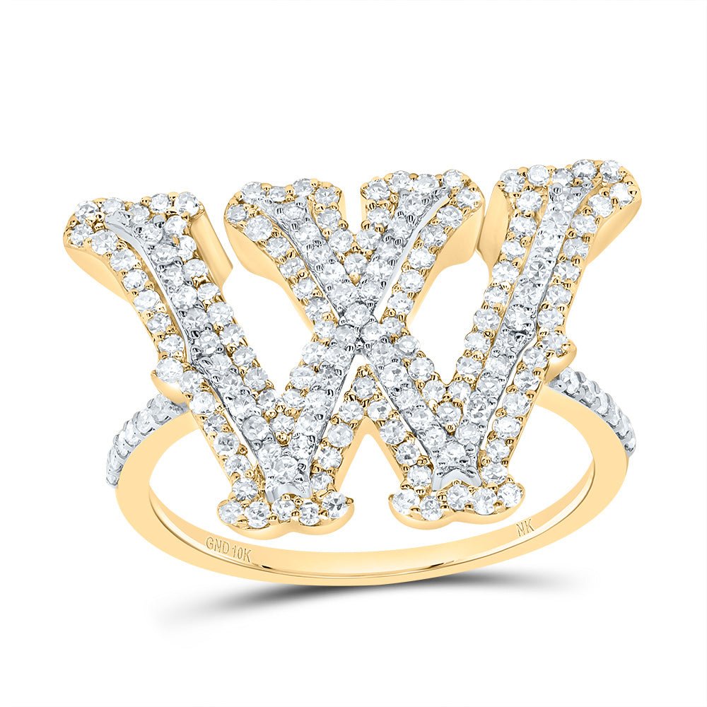 10K Yellow Gold Diamond Fashion Initial "W" Women's Ring 5/8 Cttw - Splendid Jewellery
