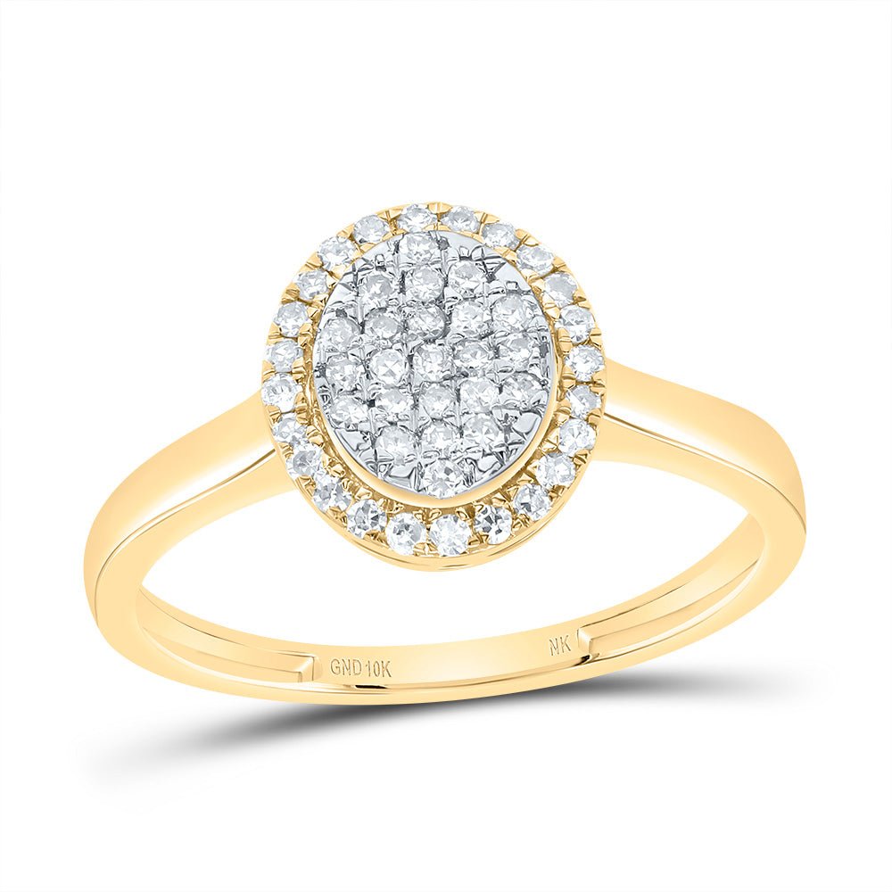 10K Yellow Gold Diamond Fashion Oval Ring 1/4 Cttw - Splendid Jewellery