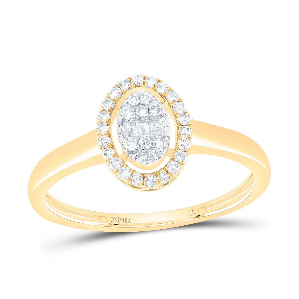 10K Yellow Gold Diamond Fashion Oval Ring 1/5 Cttw - Splendid Jewellery