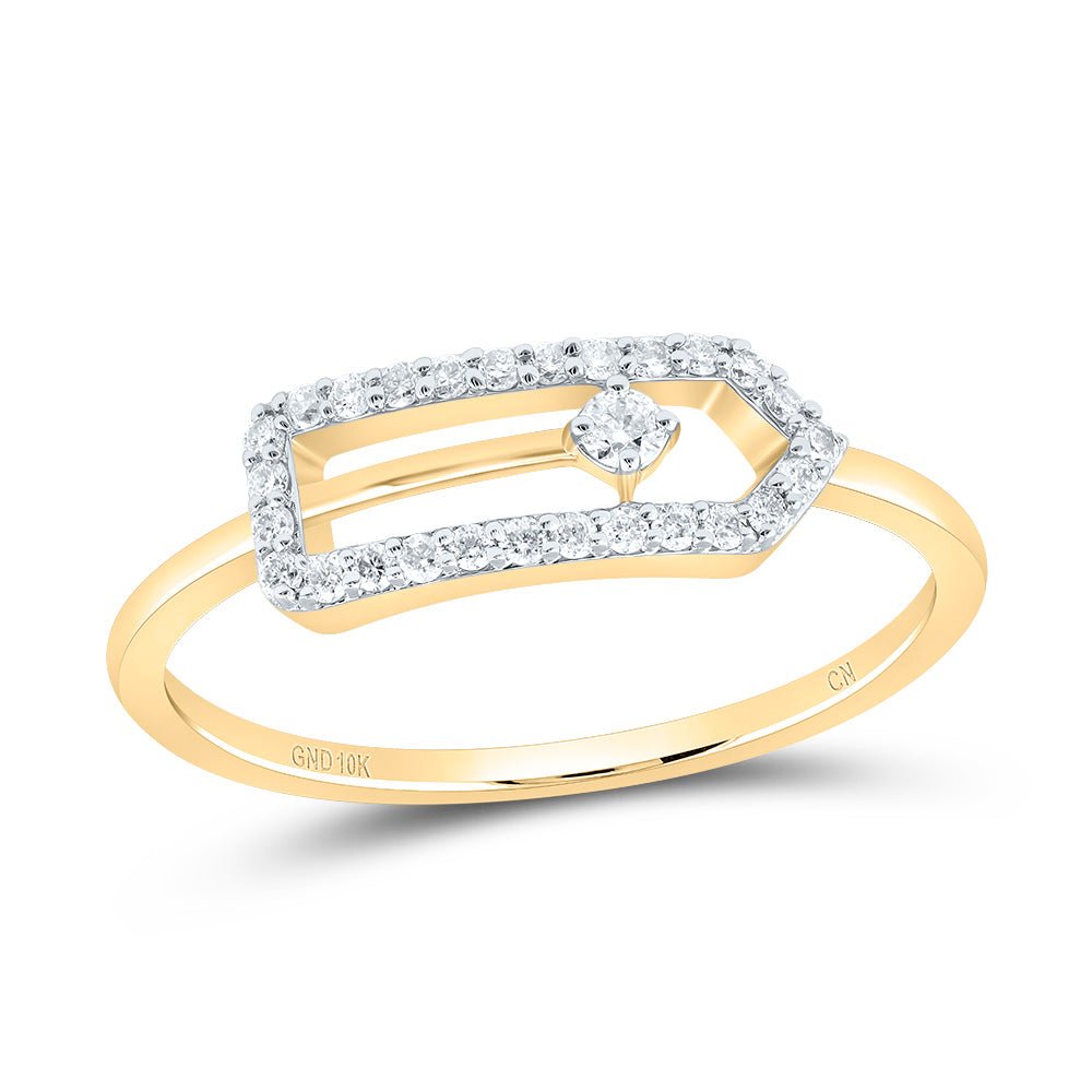 10K Yellow Gold Diamond Fashion Paper Clip Ring 1/6 Cttw - Splendid Jewellery
