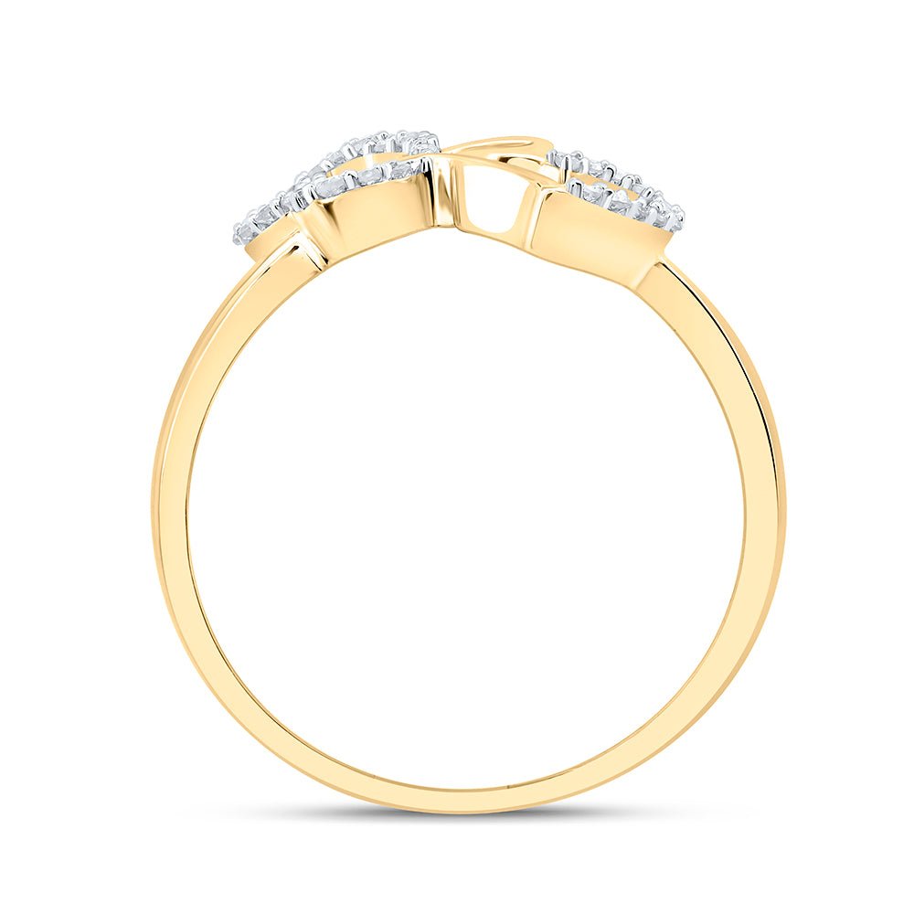 10K Yellow Gold Diamond Gift Butterfly Heart Ring 1/10 Cttw - Splendid Jewellery