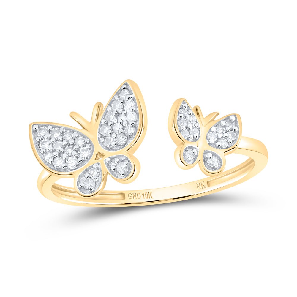 10K Yellow Gold Diamond Gift Butterfly Ring 1/6 Cttw - Splendid Jewellery