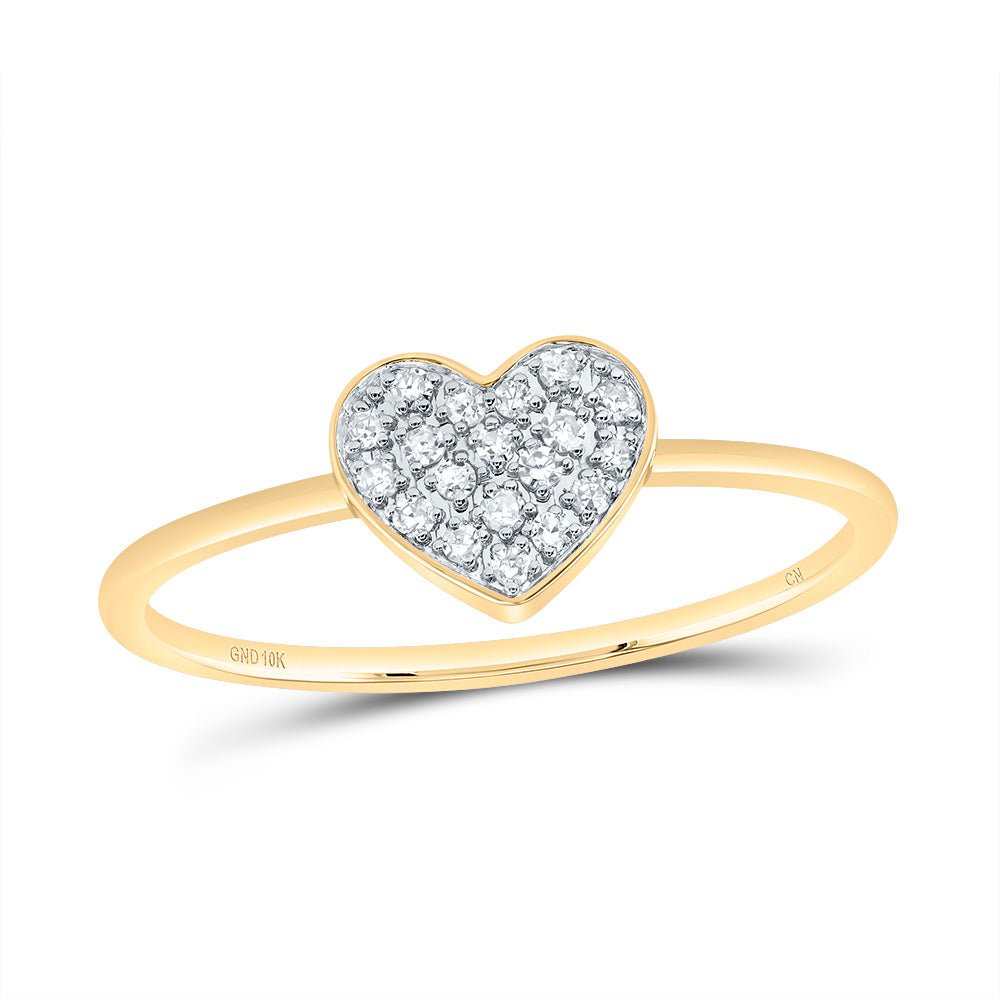 10K Yellow Gold Diamond Gift Heart Ring 1/10 Cttw - Splendid Jewellery