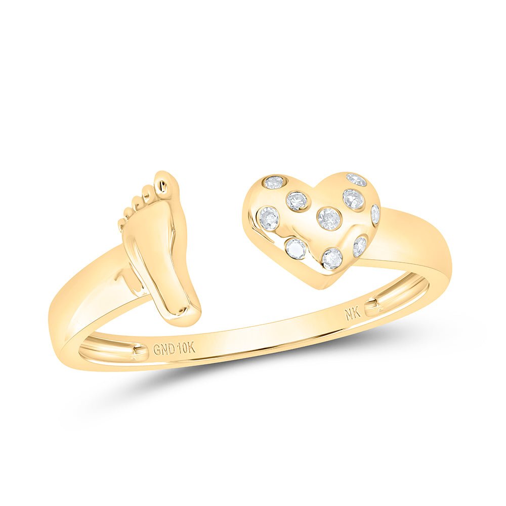 10K Yellow Gold Diamond Gift Heart Ring 1/20 Cttw - Splendid Jewellery