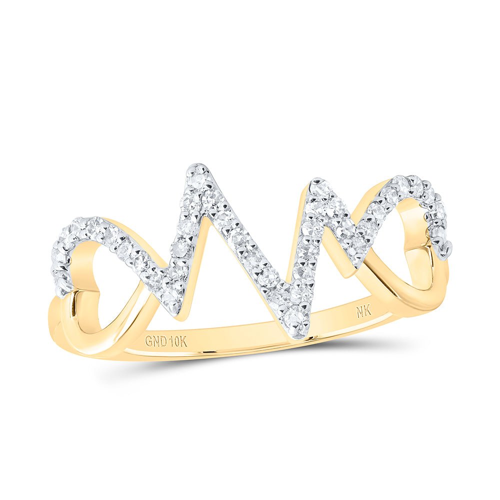 10K Yellow Gold Diamond Gift Heart Ring 1/5 Cttw - Splendid Jewellery