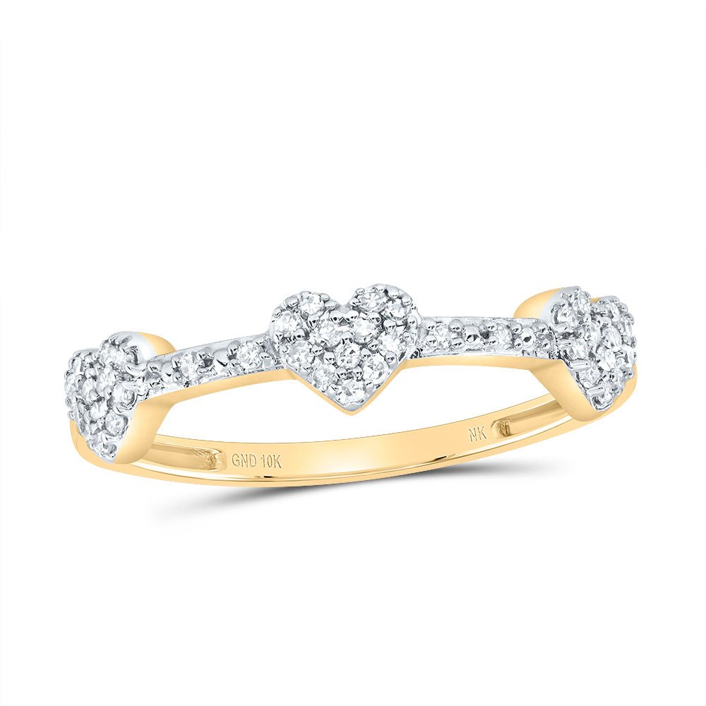 10K Yellow Gold Diamond Gift Heart Ring 1/6 Cttw - Splendid Jewellery