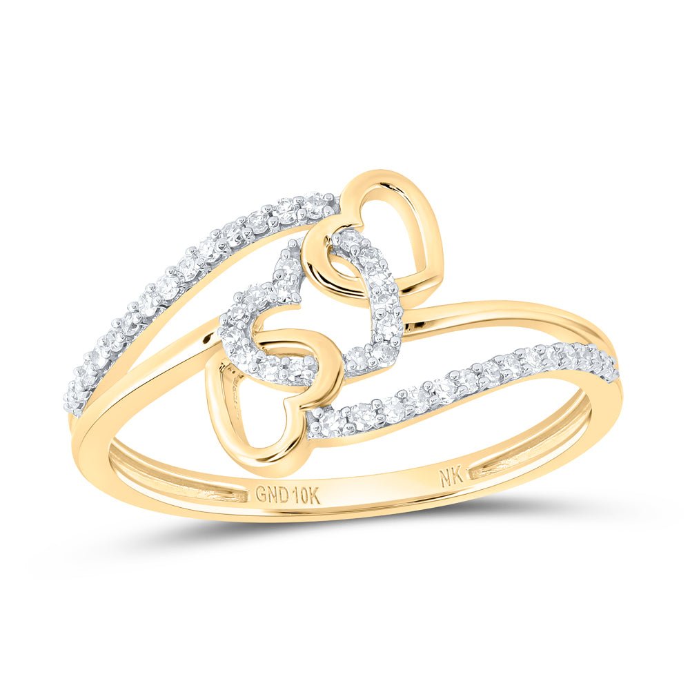10K Yellow Gold Diamond Gift Heart Ring 1/6 Cttw - Splendid Jewellery