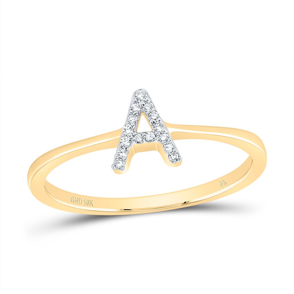 10K Yellow Gold Diamond Gift Initial "A" Ring 1/20 Cttw - Splendid Jewellery