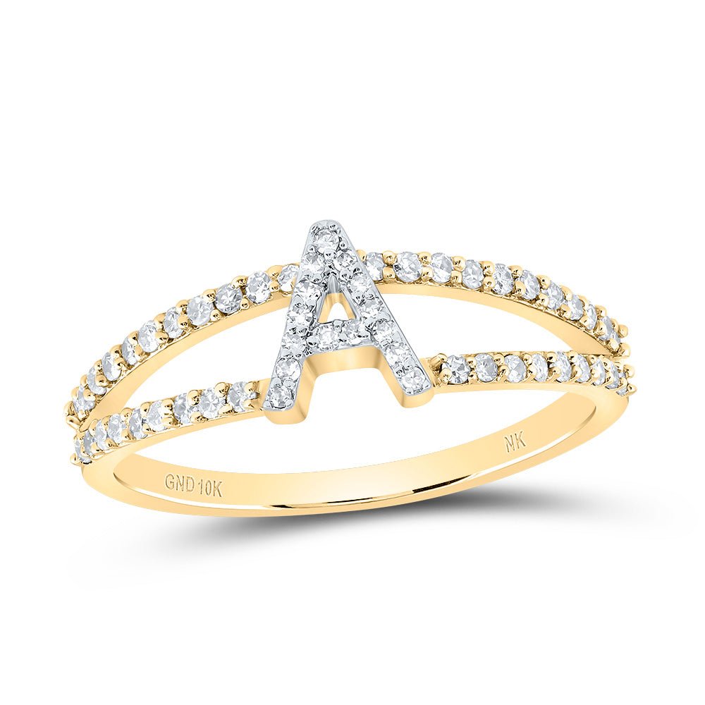 10K Yellow Gold Diamond Gift Initial "A" Women's Ring 1/4 Cttw - Splendid Jewellery