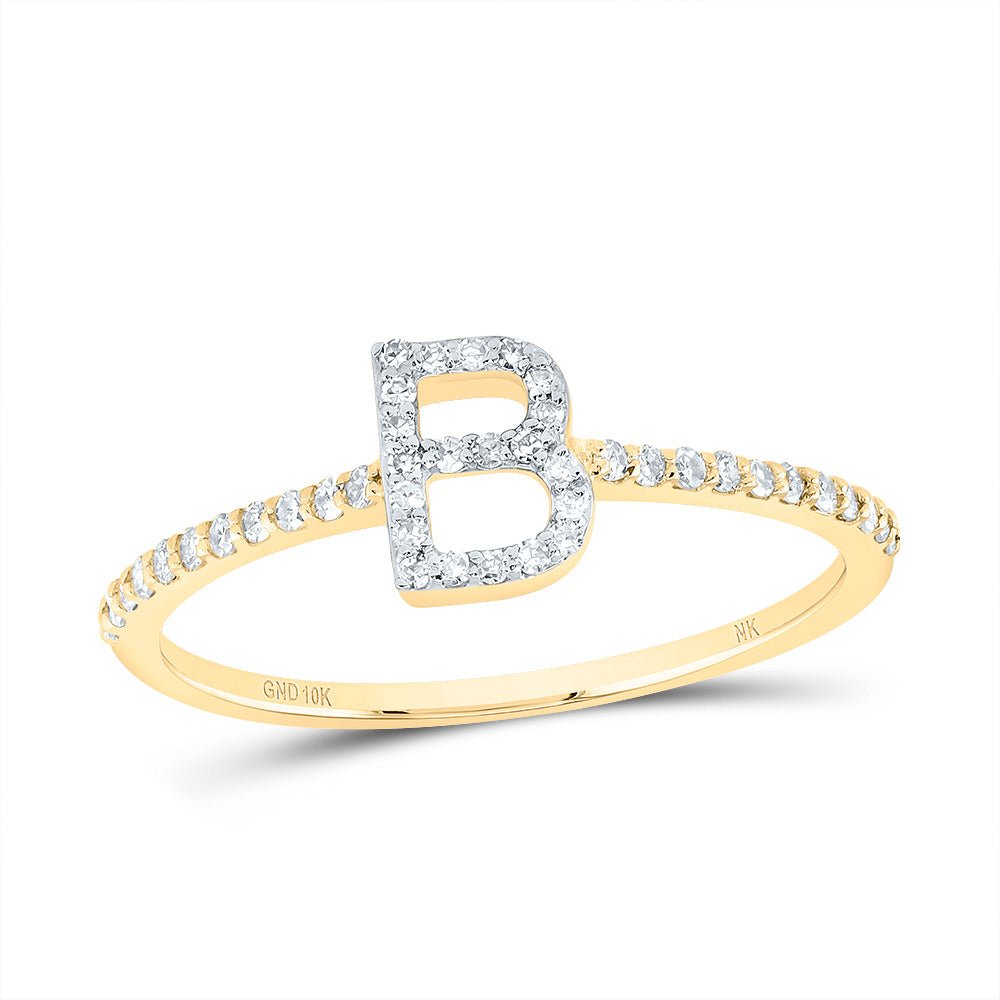 10K Yellow Gold Diamond Gift Initial "B" Ring 1/6 Cttw - Splendid Jewellery