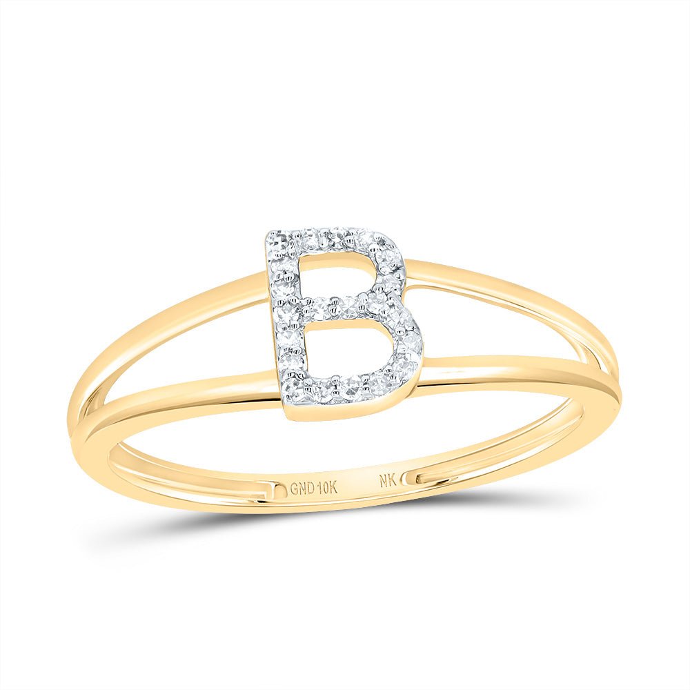 10K Yellow Gold Diamond Gift Initial "B" Women's Ring 1/20 Cttw - Splendid Jewellery