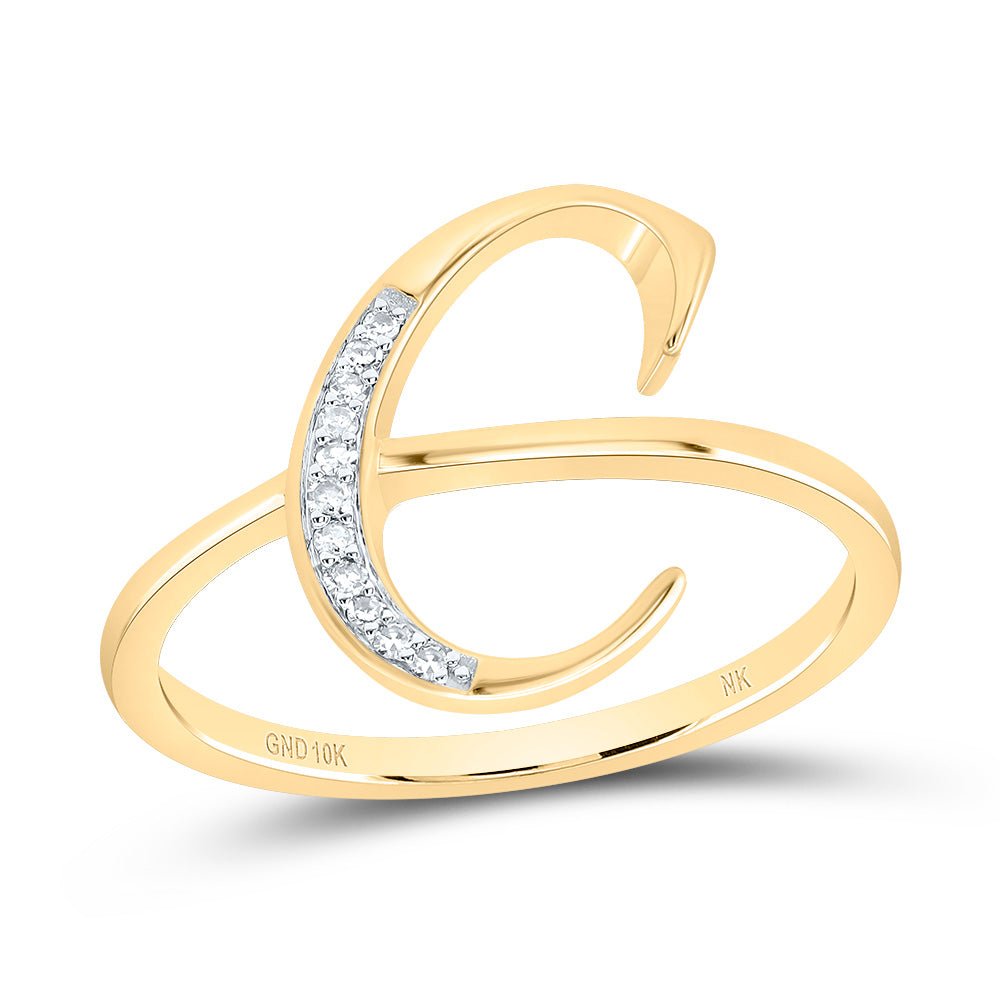 10K Yellow Gold Diamond Gift Initial "C" Women's Ring 1/20 Cttw - Splendid Jewellery