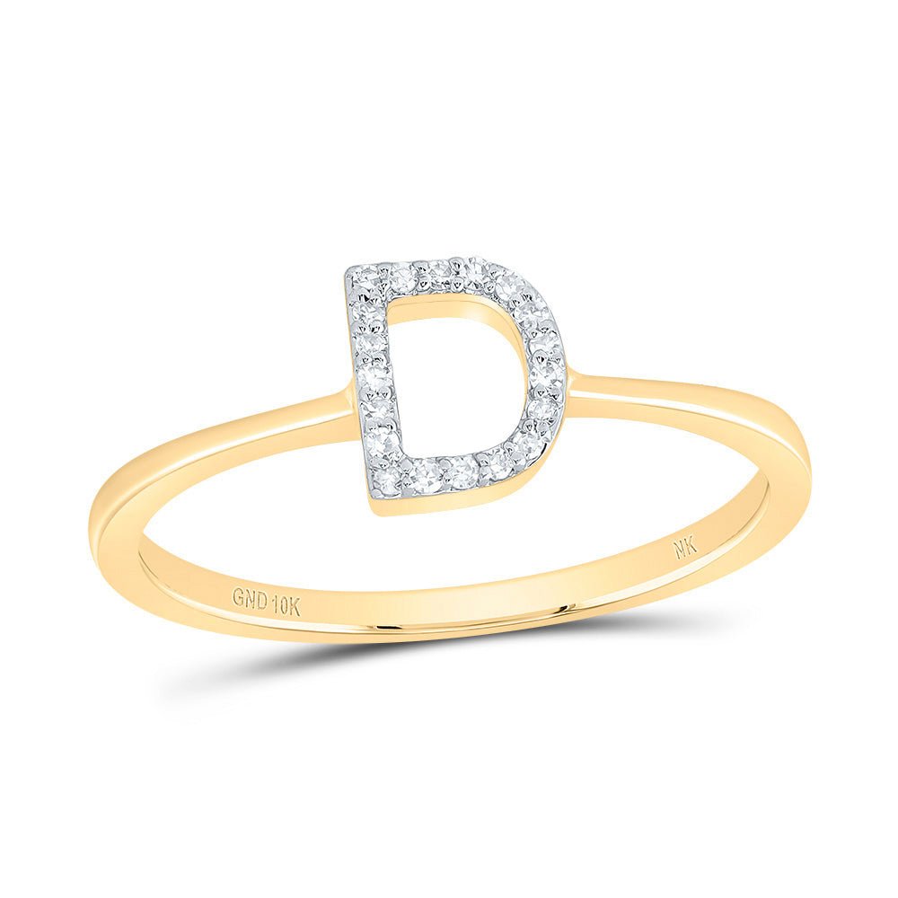 10K Yellow Gold Diamond Gift Initial "D" Ring 1/20 Cttw - Splendid Jewellery