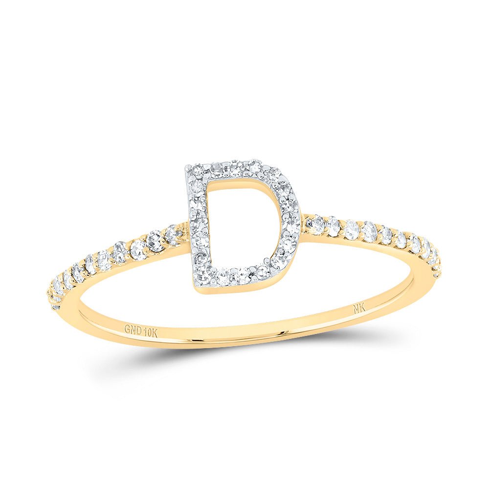 10K Yellow Gold Diamond Gift Initial "D" Ring 1/6 Cttw - Splendid Jewellery