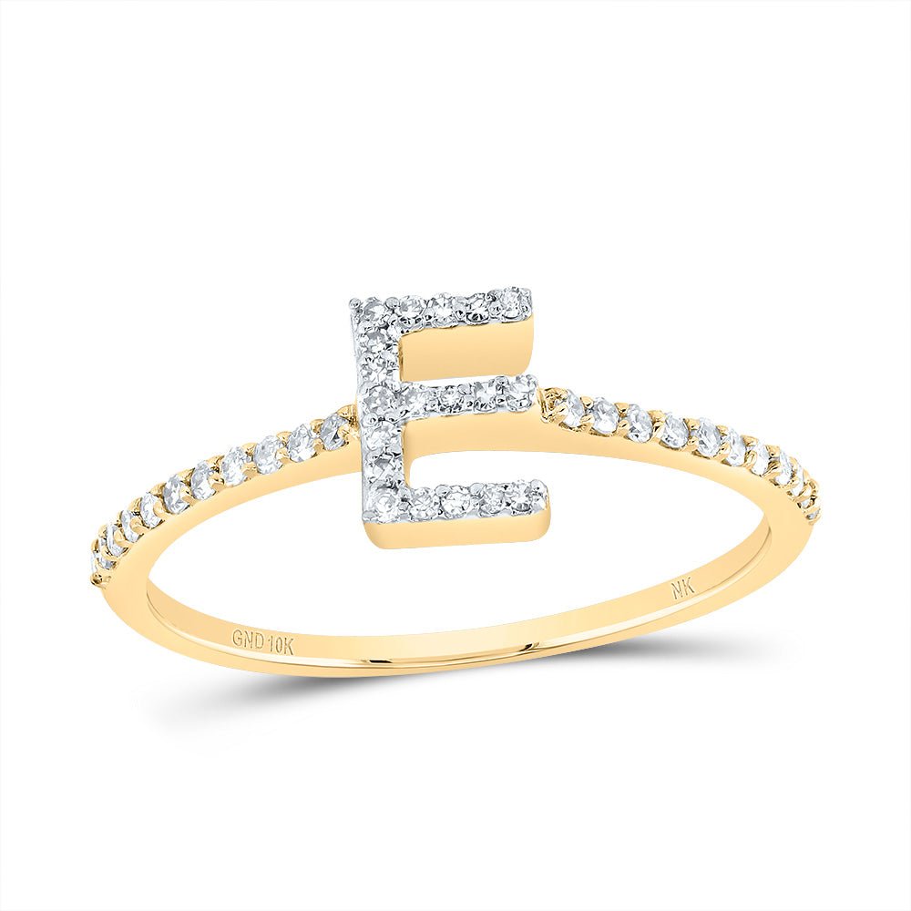 10K Yellow Gold Diamond Gift Initial "E" Ring 1/6 Cttw - Splendid Jewellery