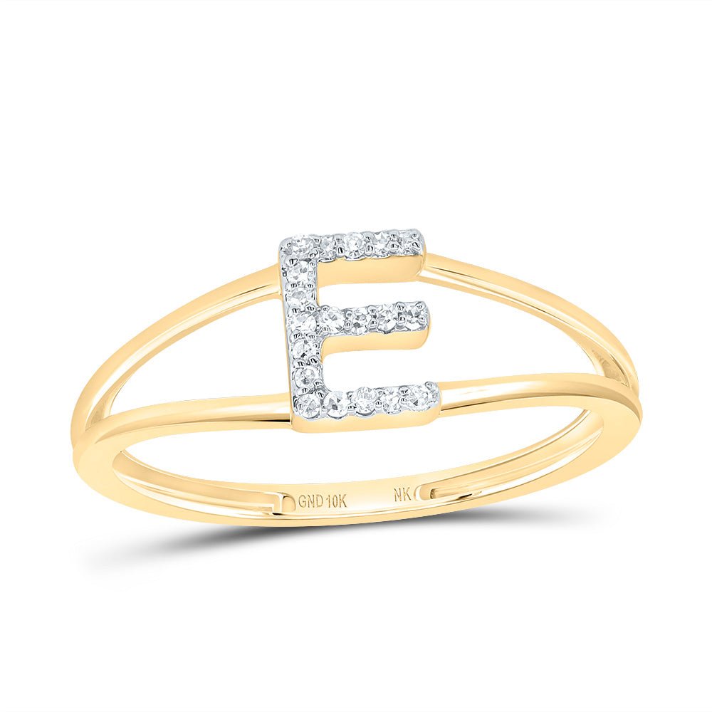 10K Yellow Gold Diamond Gift Initial "E" Women's Ring 1/20 Cttw - Splendid Jewellery