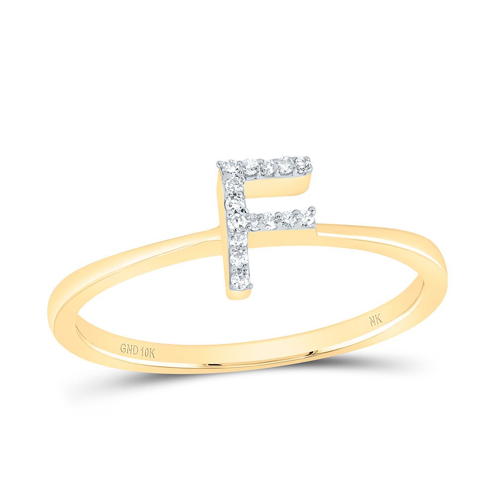10K Yellow Gold Diamond Gift Initial "F" Ring 1/20 Cttw - Splendid Jewellery
